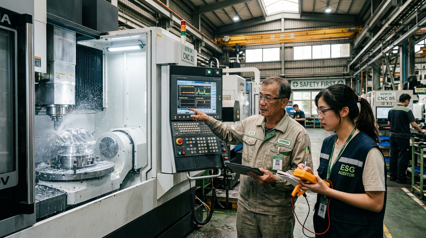 直擊台中工具機聚落:買家索要「機台 10 年使用能耗」!破解 ISO 14955 切削能耗分攤與歐盟綠色指令新防線